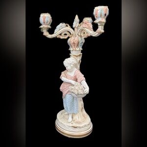 Antique Copeland Signed 1820s Porcelain Candelabra 17in